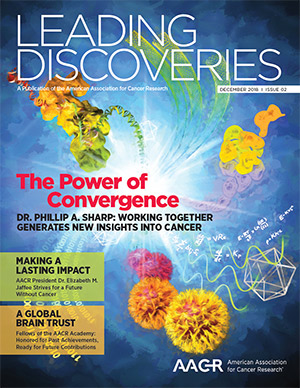 AACR cancer research Leading Discoveris cover art by Nicolle R. Fuller, SayoStudio