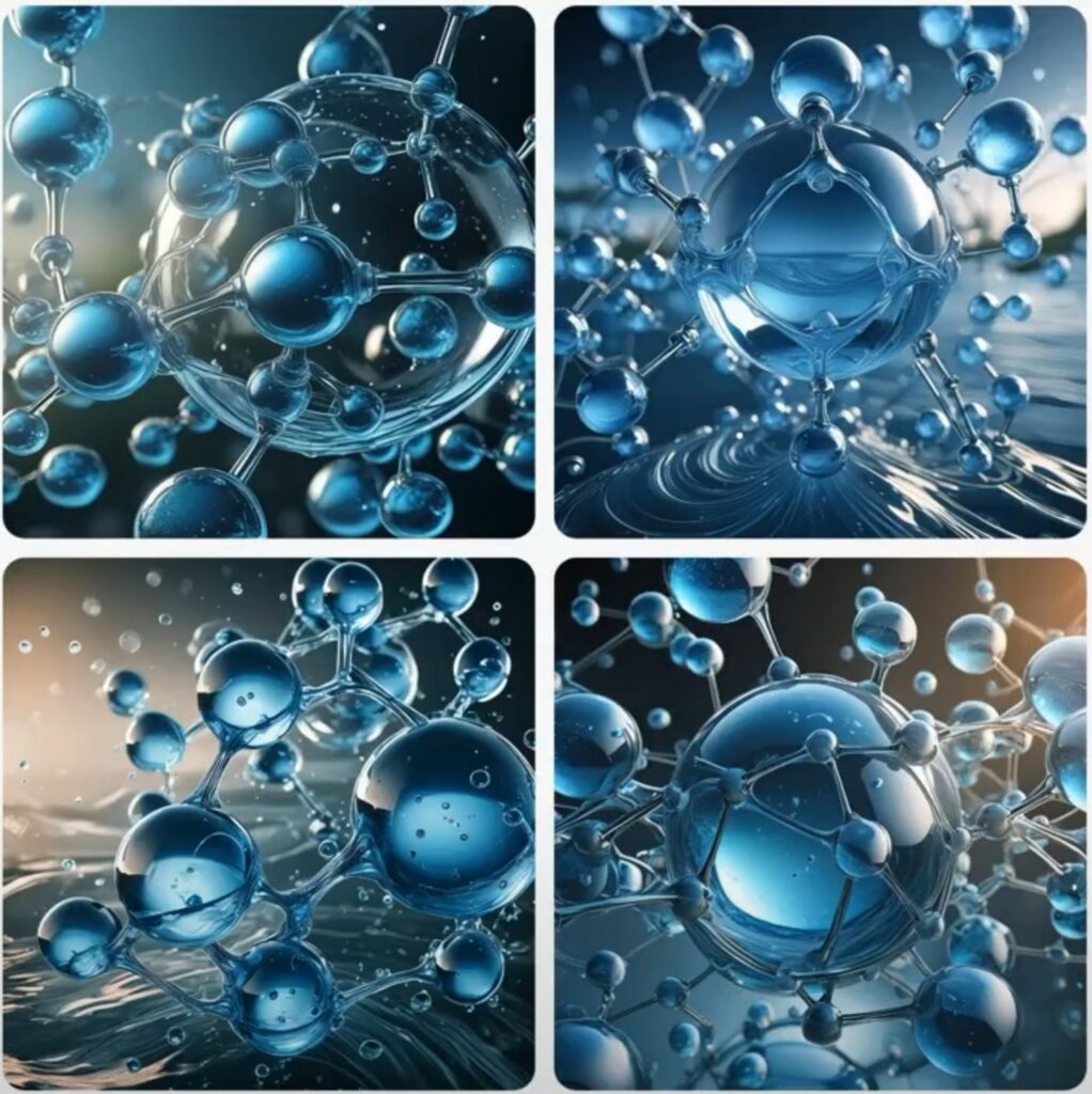 variations of adobe firely ai image generation for the term water molecule. 
